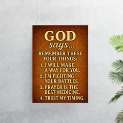 God says remember these 4 things - motivational inspiring Christian life advice poster 7