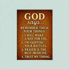 God says remember these 4 things - motivational inspiring Christian life advice poster 8