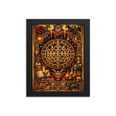 Goetic seal illuminated like medieval manuscript framed print on a plain backdrop in size 8"x10".