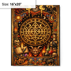 Goetic seal illuminated like medieval manuscript metal print on a plain backdrop in size 16"x20".