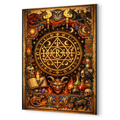 Goetic seal illuminated like medieval manuscript metal print mockup
