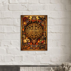 Goetic seal illuminated like medieval manuscript metal print mockup