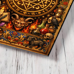 Goetic seal illuminated like medieval manuscript metal print mockup