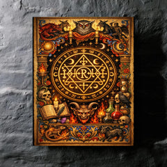 Goetic seal illuminated like medieval manuscript metal print mockup