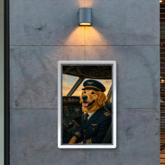 Golden Retriever airline pilot in cockpit ready for takeoff poster 2