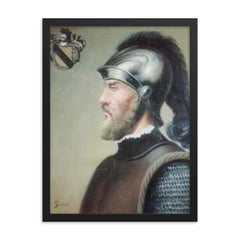 Gonzalo de Sandoval framed print on a plain backdrop in size 18"x24".