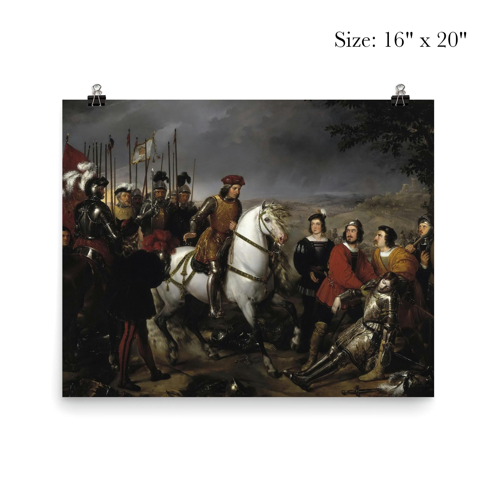 Gonzalo Fernández de Córdoba Discovers the Corpse of Louis d'Armagnac at the Battle of Cerignola by Federico de Madrazo y Kuntz, 1835 poster 2