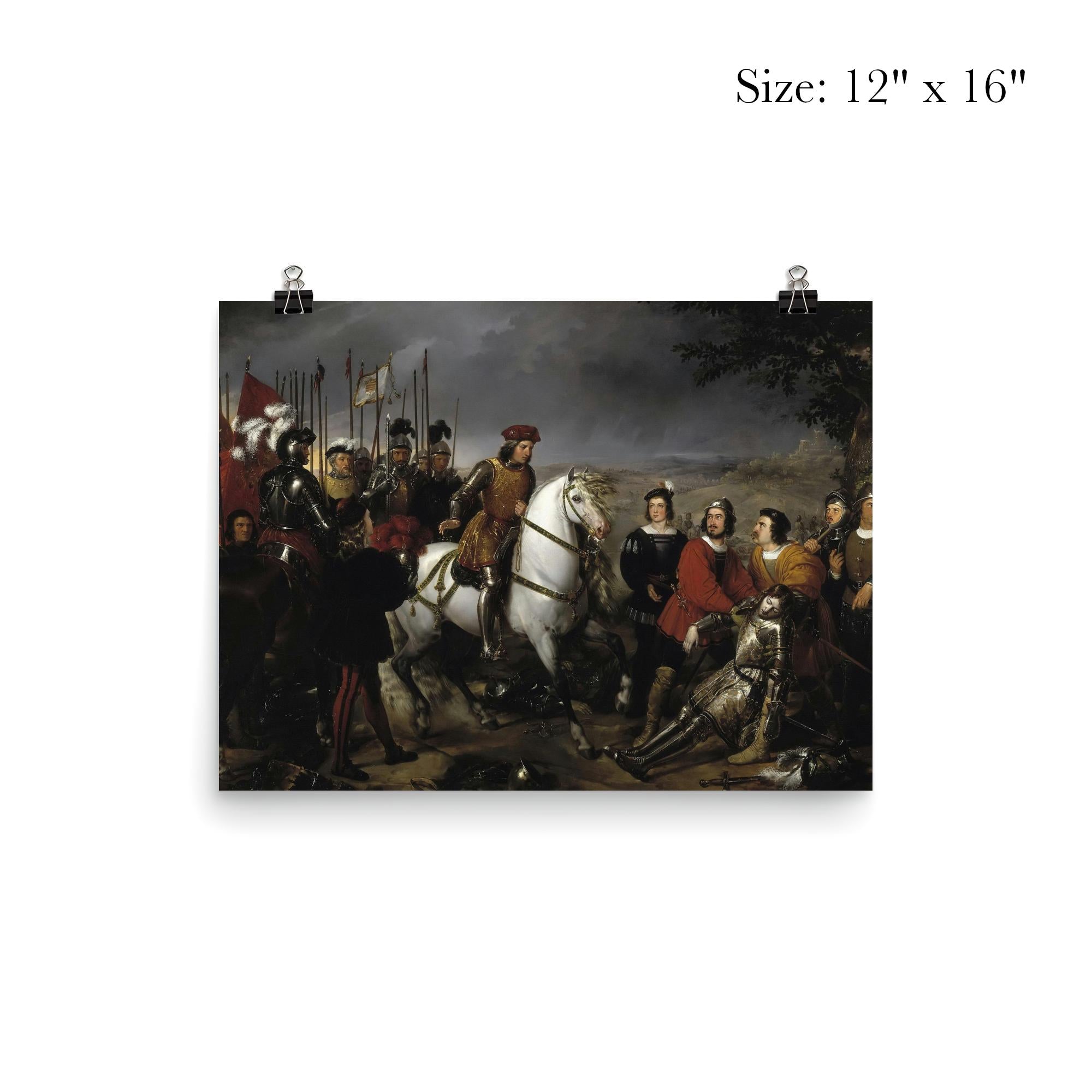 Gonzalo Fernández de Córdoba Discovers the Corpse of Louis d'Armagnac at the Battle of Cerignola by Federico de Madrazo y Kuntz, 1835 poster 3