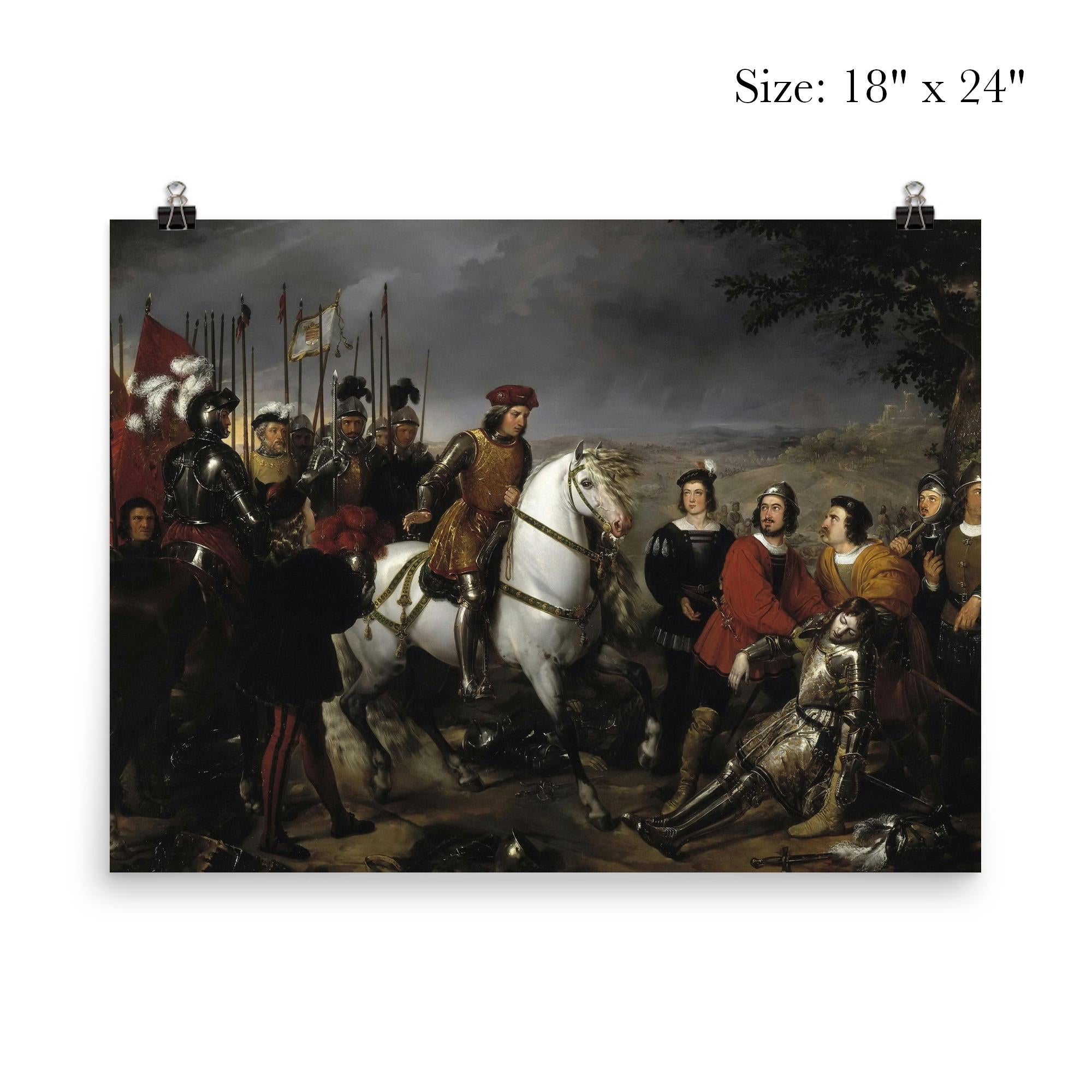 Gonzalo Fernández de Córdoba Discovers the Corpse of Louis d'Armagnac at the Battle of Cerignola by Federico de Madrazo y Kuntz, 1835 poster 5