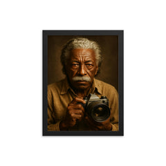 Gordon Parks portrait framed print on a plain backdrop in size 12"x16".
