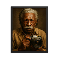 Gordon Parks portrait framed print on a plain backdrop in size 16"x20".