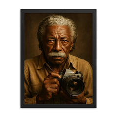 Gordon Parks portrait framed print on a plain backdrop in size 18"x24".