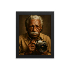 Gordon Parks portrait framed print on a plain backdrop in size 8"x10".
