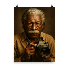 Gordon Parks portrait poster on a plain backdrop in size 8"x10".