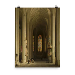 Gothic Church Interior by Max Emanuel Ainmiller, 1844 poster on a plain backdrop in size 8"x10".
