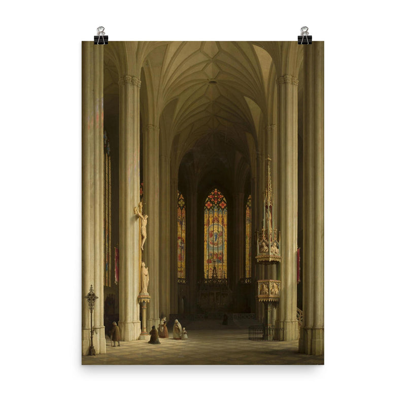 Gothic Church Interior by Max Emanuel Ainmiller, 1844 poster on a plain backdrop in size 8