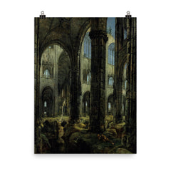 Gothic Church Ruins by Carl Blechen, 1826 poster on a plain backdrop in size 8"x10".