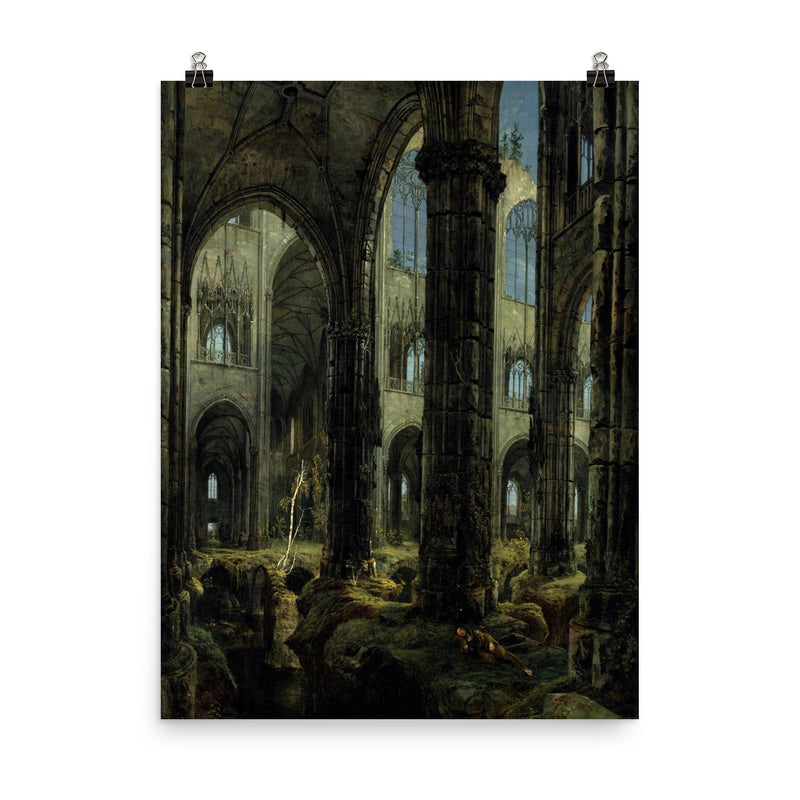 Gothic Church Ruins by Carl Blechen, 1826 poster on a plain backdrop in size 8