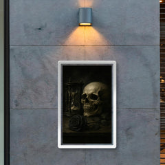 Gothic vanitas with hourglass skull and black rose poster 2