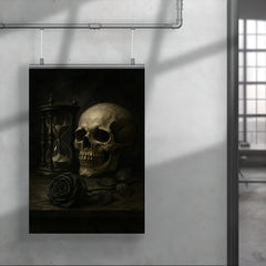 Gothic vanitas with hourglass skull and black rose poster 4