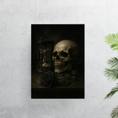 Gothic vanitas with hourglass skull and black rose poster 7