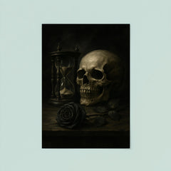Gothic vanitas with hourglass skull and black rose poster 8