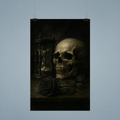 Gothic vanitas with hourglass skull and black rose poster 9