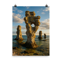 Gotland Sea Stacks Rauks Sweden poster on a plain backdrop in size 8"x10".