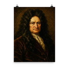 Gottfried Wilhelm Leibniz poster on a plain backdrop in size 8"x10".