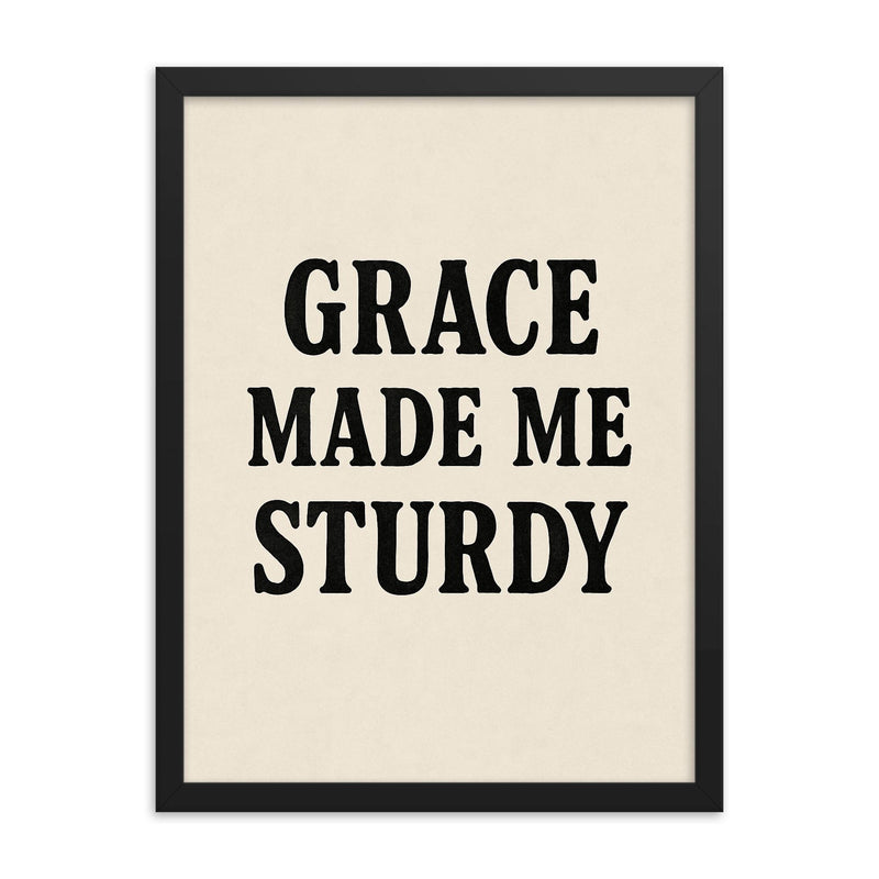 Grace made me sturdy framed print on a plain backdrop in size 18