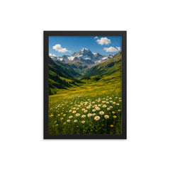 Gran Paradiso Alpine Meadows Italy framed print on a plain backdrop in size 12"x16".
