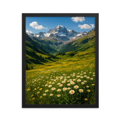 Gran Paradiso Alpine Meadows Italy framed print on a plain backdrop in size 16"x20".