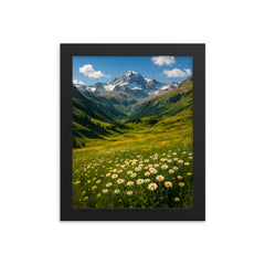 Gran Paradiso Alpine Meadows Italy framed print on a plain backdrop in size 8"x10".