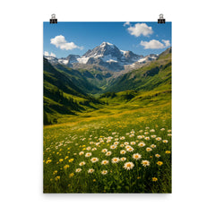 Gran Paradiso Alpine Meadows Italy poster on a plain backdrop in size 8"x10".