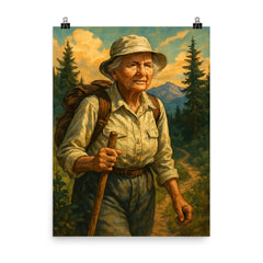 Grandma Gatewood poster on a plain backdrop in size 8"x10".