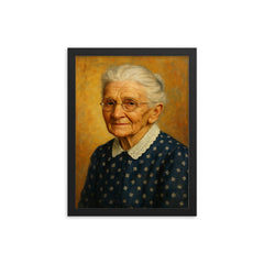 Grandma Moses framed print on a plain backdrop in size 12"x16".