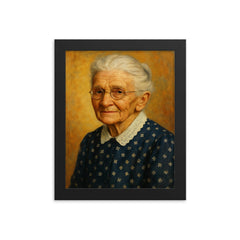 Grandma Moses framed print on a plain backdrop in size 8"x10".