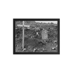 Grave of an American Pilot Buried by Imperial Japanese Troops, Kiska, Alaska, 1943 framed print on a plain backdrop in size 12"x16".