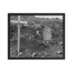 Grave of an American Pilot Buried by Imperial Japanese Troops, Kiska, Alaska, 1943 framed print on a plain backdrop in size 16"x20".