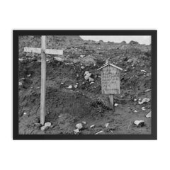 Grave of an American Pilot Buried by Imperial Japanese Troops, Kiska, Alaska, 1943 framed print on a plain backdrop in size 18"x24".