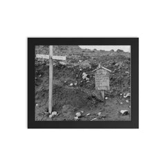 Grave of an American Pilot Buried by Imperial Japanese Troops, Kiska, Alaska, 1943 framed print on a plain backdrop in size 8"x10".