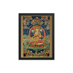 Green Tara - Khadiravani - Tibetan Thangka - Buddhist Meditation framed print on a plain backdrop in size 12"x16".
