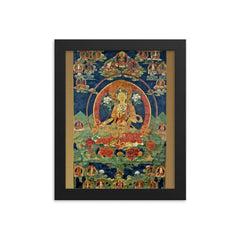 Green Tara - Khadiravani - Tibetan Thangka - Buddhist Meditation framed print on a plain backdrop in size 8"x10".