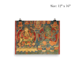 Green Tara and White Tara - Tibetan Buddhist Thangka Tantra Ganesha Vishnu Hindu art poster 3