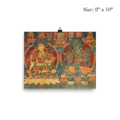 Green Tara and White Tara - Tibetan Buddhist Thangka Tantra Ganesha Vishnu Hindu art poster 4