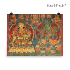 Green Tara and White Tara - Tibetan Buddhist Thangka Tantra Ganesha Vishnu Hindu art poster 5