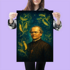 Gregor Mendel among luminous pea plant constellations poster 3