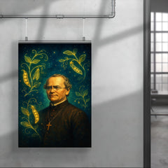 Gregor Mendel among luminous pea plant constellations poster 4