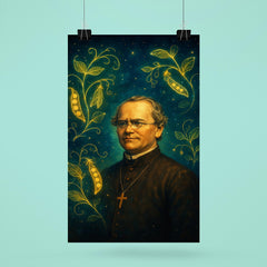 Gregor Mendel among luminous pea plant constellations poster 6