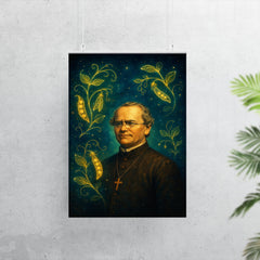 Gregor Mendel among luminous pea plant constellations poster 7